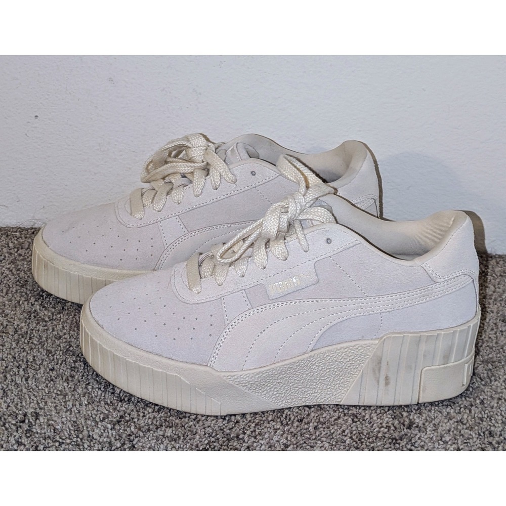 Puma Cali Platform White Sneakers Suede Low Top‎ Casual Shoes Women's 9.5